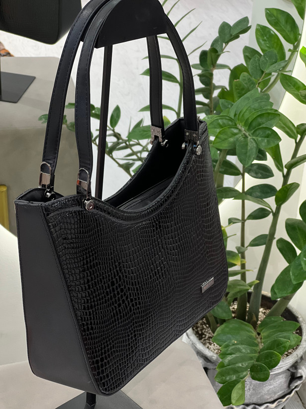 کیف زنانه اداری مشکی طرح پوست ماری