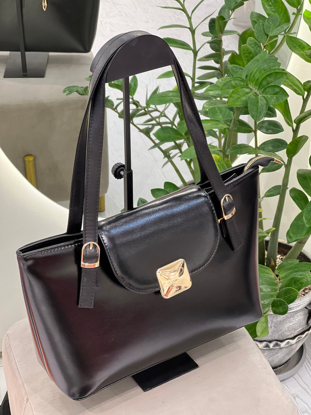 کیف زنانه اداری مشکی طرح چرم