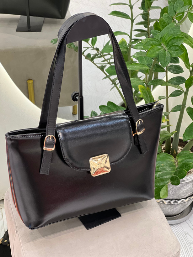 کیف زنانه اداری مشکی طرح چرم